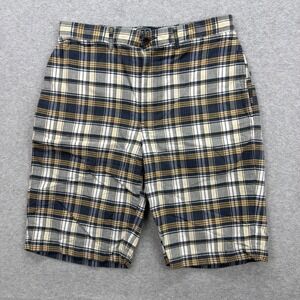 Vintage Polo Ralph Lauren Shorts Mens 32 Blue Plaid Madras Cinch Back Chino Y2K